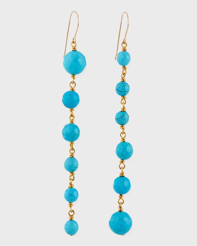 Graduated Turquoise-Bead Drop Earrings